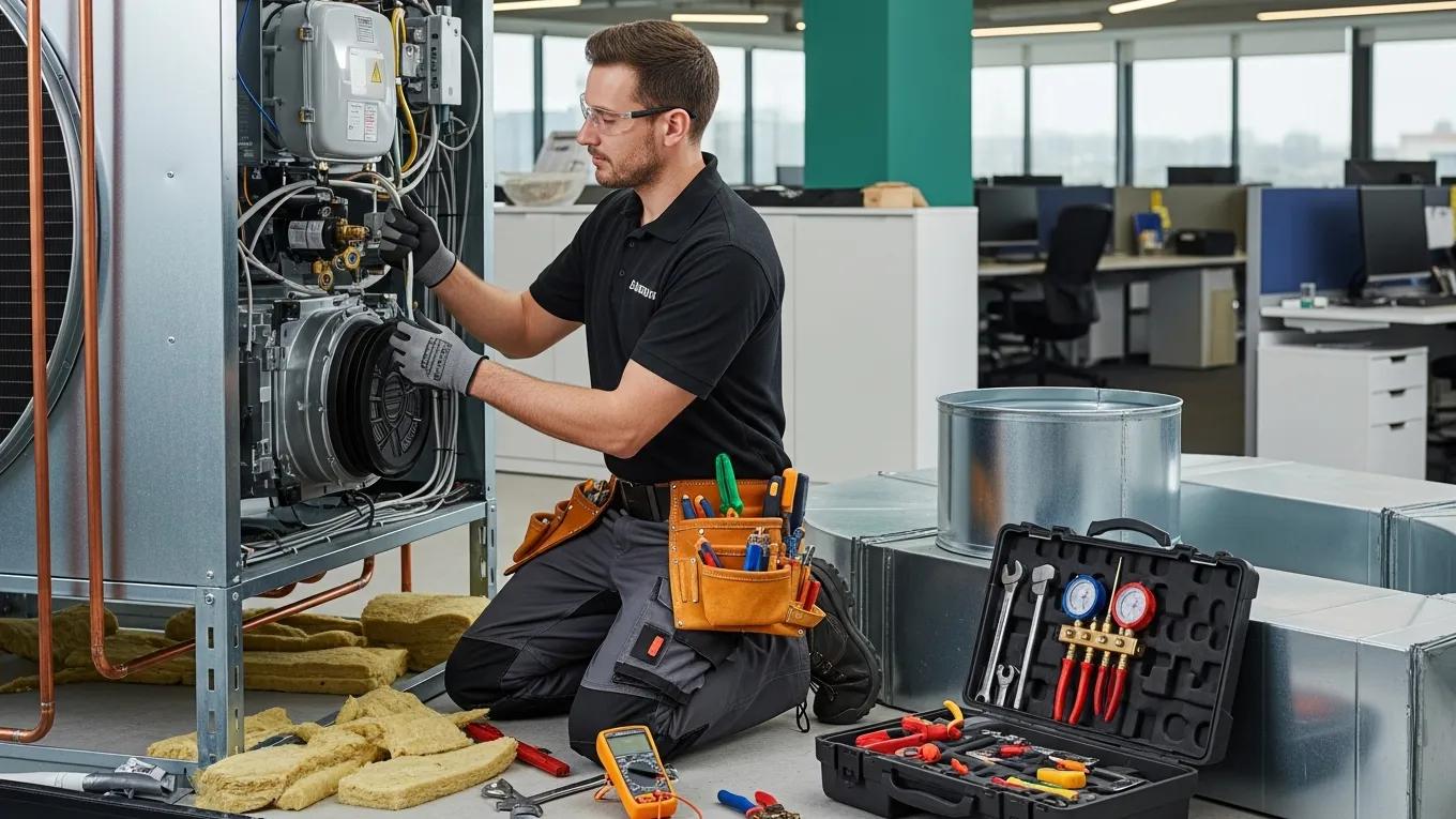 Commercial HVAC Services in Sidney BC 1 hvac technician working on a commercial hvac system in an office c5186d08 2e74 4a86 86a3 e4ae696e0767